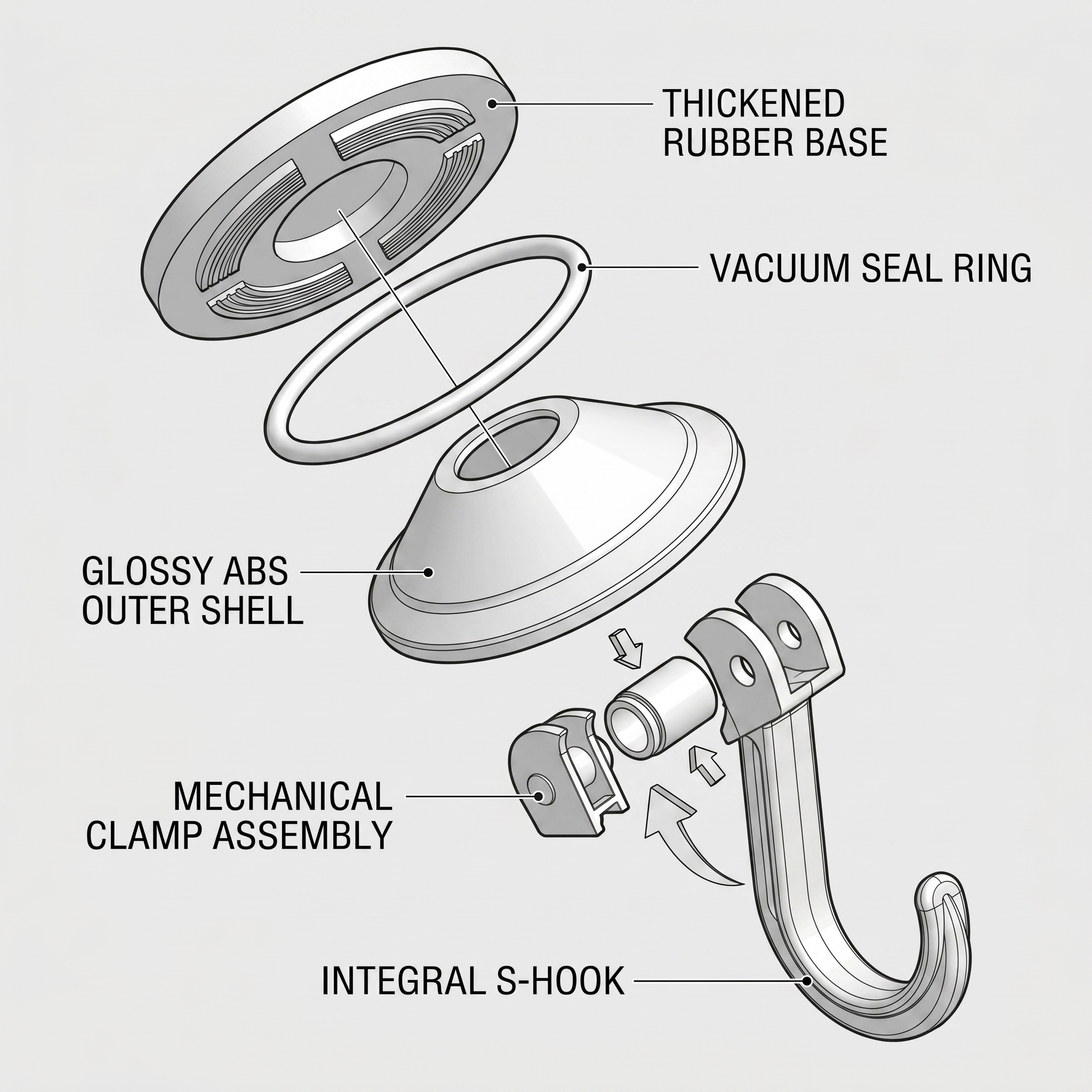 Heavy Duty Suction Cup Hooks, Powerful Vacuum Wreath Hangers For Glass Door, Window, RV, Outdoor, Bathroom Shower & Kitchen, White - Image 3