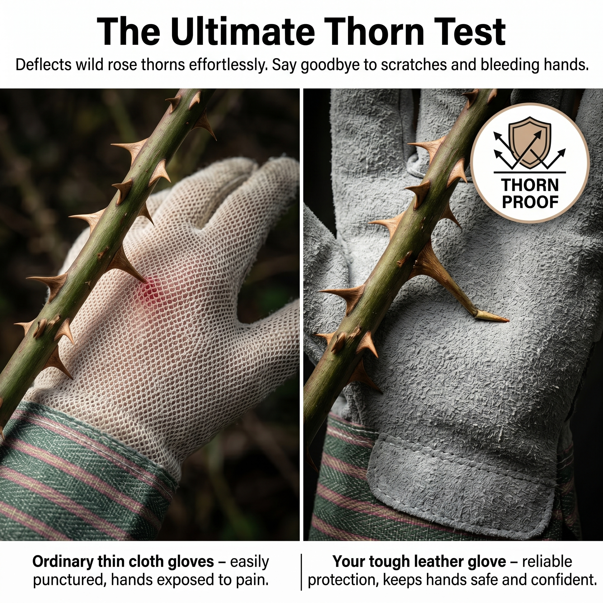 NL HOME Heavy Duty Leather Garden Gloves for Men & Women | Thorn Proof Multi Purpose Work Gloves w/ Soft Lining, Puncture Resistant Cow Split Leather Mechanic Gloves, Reinforced Palm & Rubberized Safety Cuff, Size L - Image 6