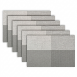 NL HOME Heat Resistant Placemats Set of 6 - Wipeable Non-Slip PVC Table Mats for Dining Room, Patio & Coffee Bar (12" x 18"）