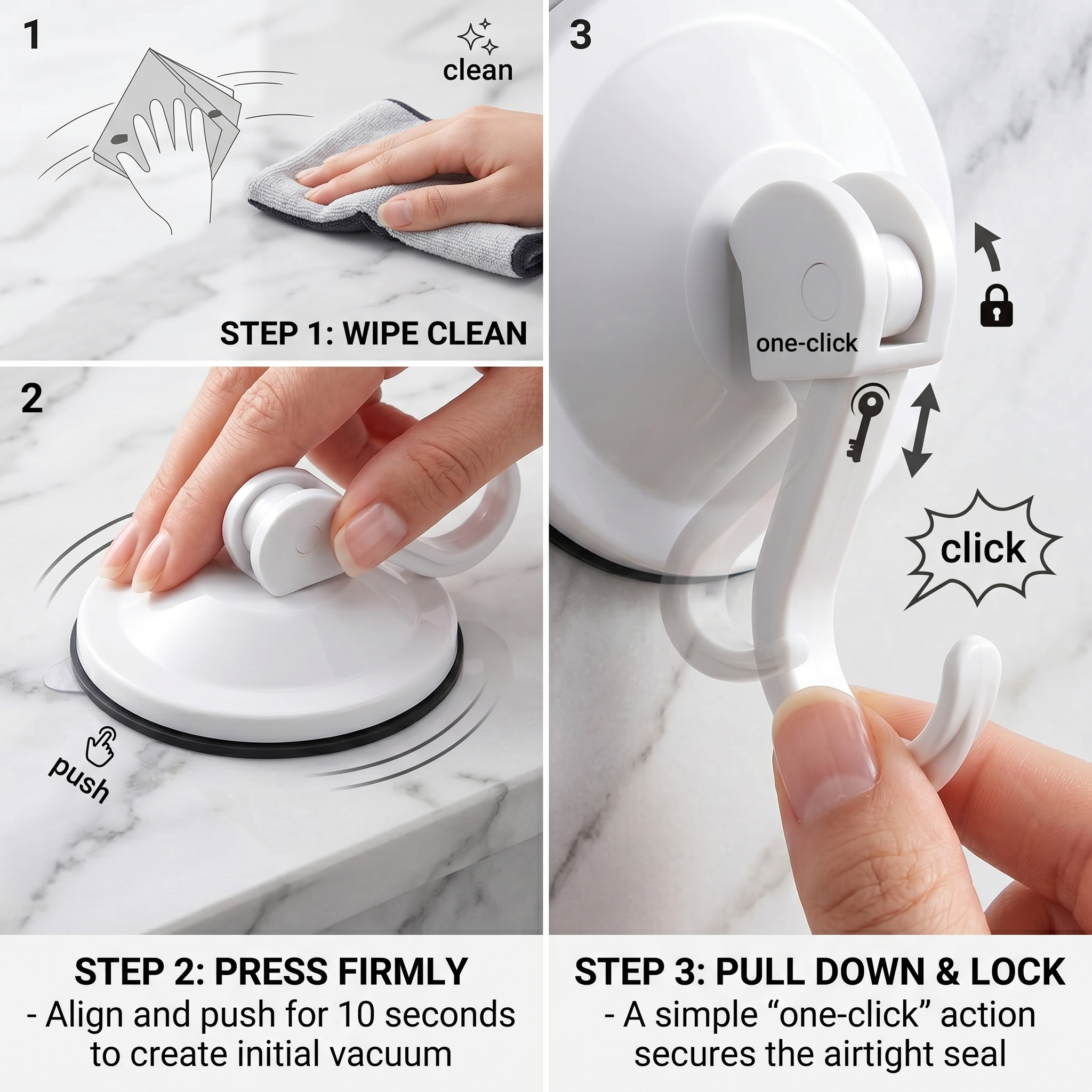 Heavy Duty Suction Cup Hooks, Powerful Vacuum Wreath Hangers For Glass Door, Window, RV, Outdoor, Bathroom Shower & Kitchen, White - Image 5