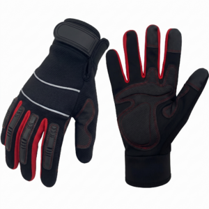 NL HOME SP1135 Mechanic Gloves for Men - Heavy Duty Impact Resistant Work Gloves with 1/4" TPR Knuckle Armor, SBR Padded Anti-Vibration Palm, 3-Finger Touchscreen, Durable Synthetic Leather for Automotive Repair, DIY & Power Tools