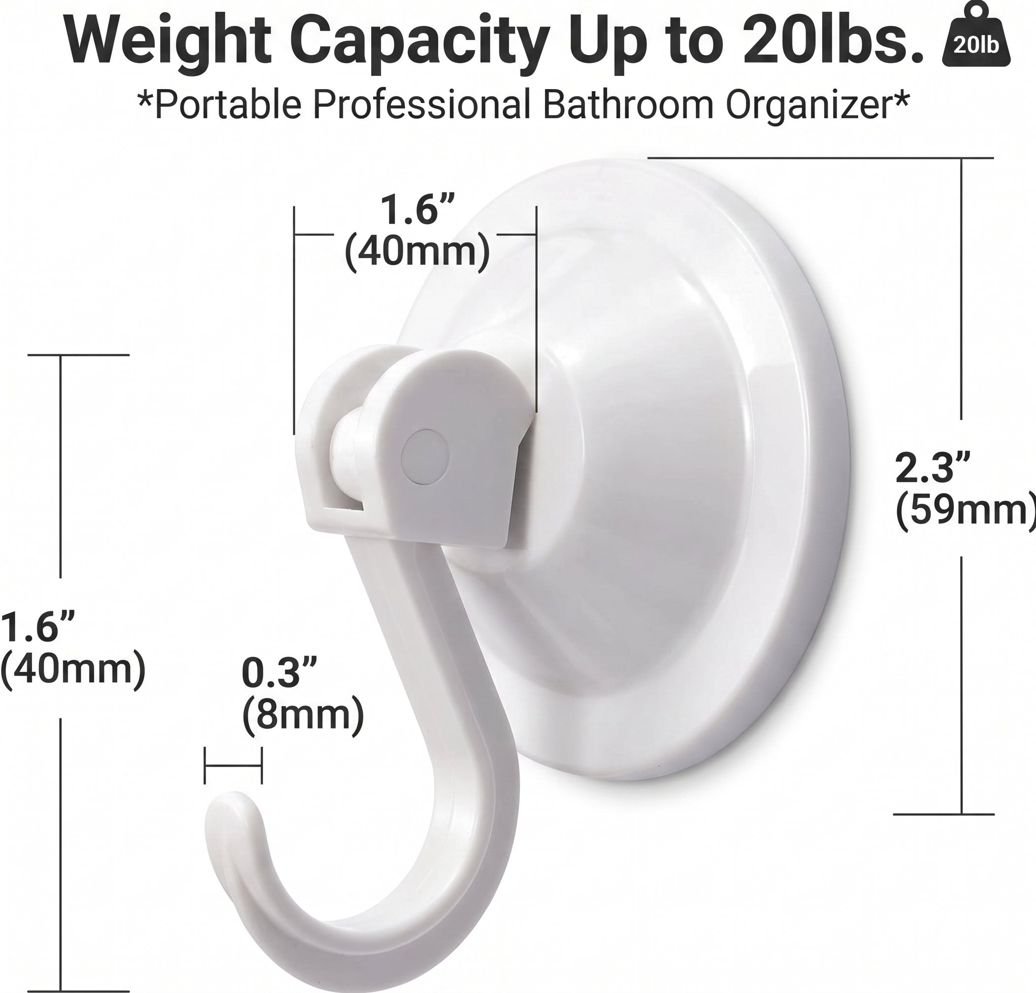 Heavy Duty Suction Cup Hooks, Powerful Vacuum Wreath Hangers For Glass Door, Window, RV, Outdoor, Bathroom Shower & Kitchen, White - Image 2