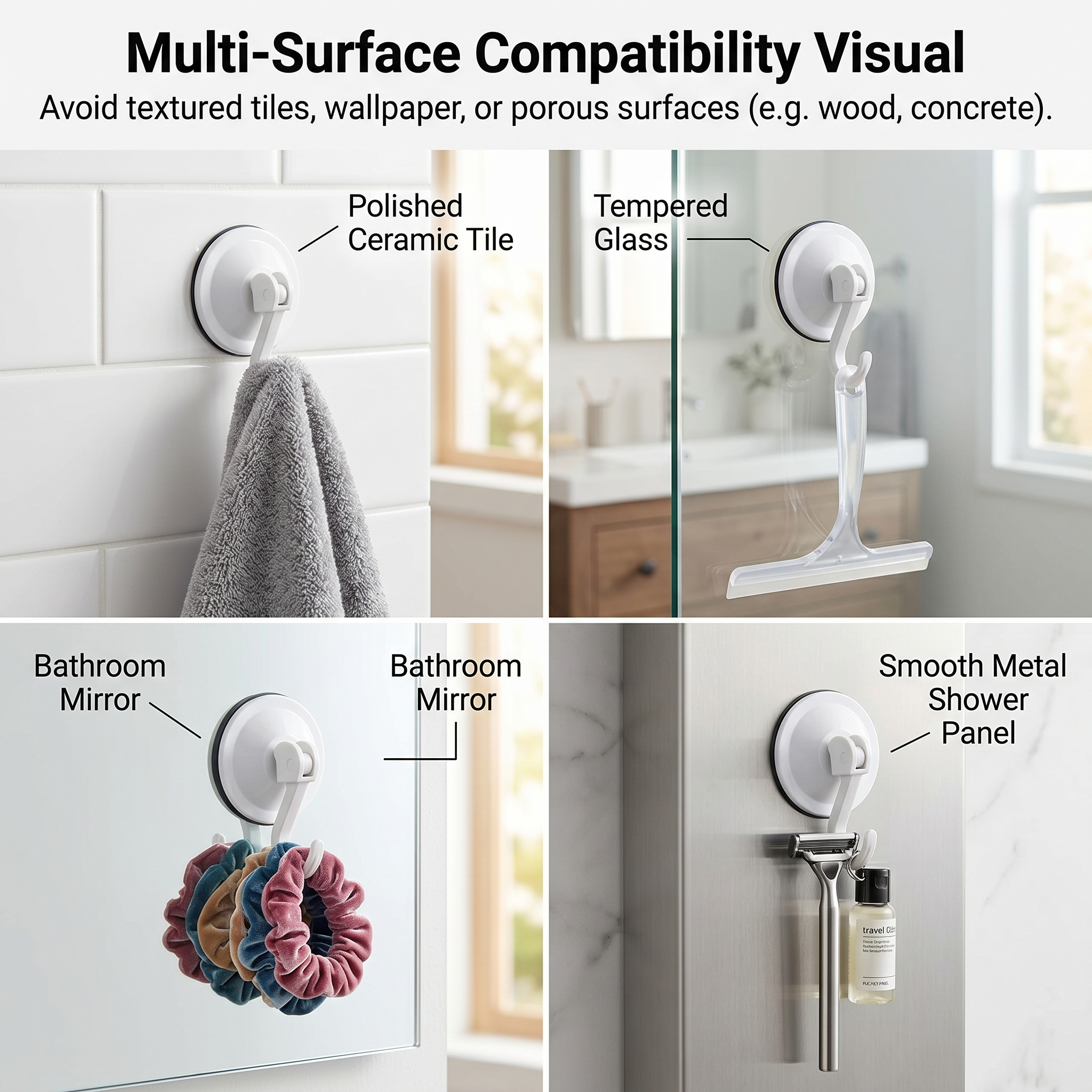 Heavy Duty Suction Cup Hooks, Powerful Vacuum Wreath Hangers For Glass Door, Window, RV, Outdoor, Bathroom Shower & Kitchen, White - Image 9
