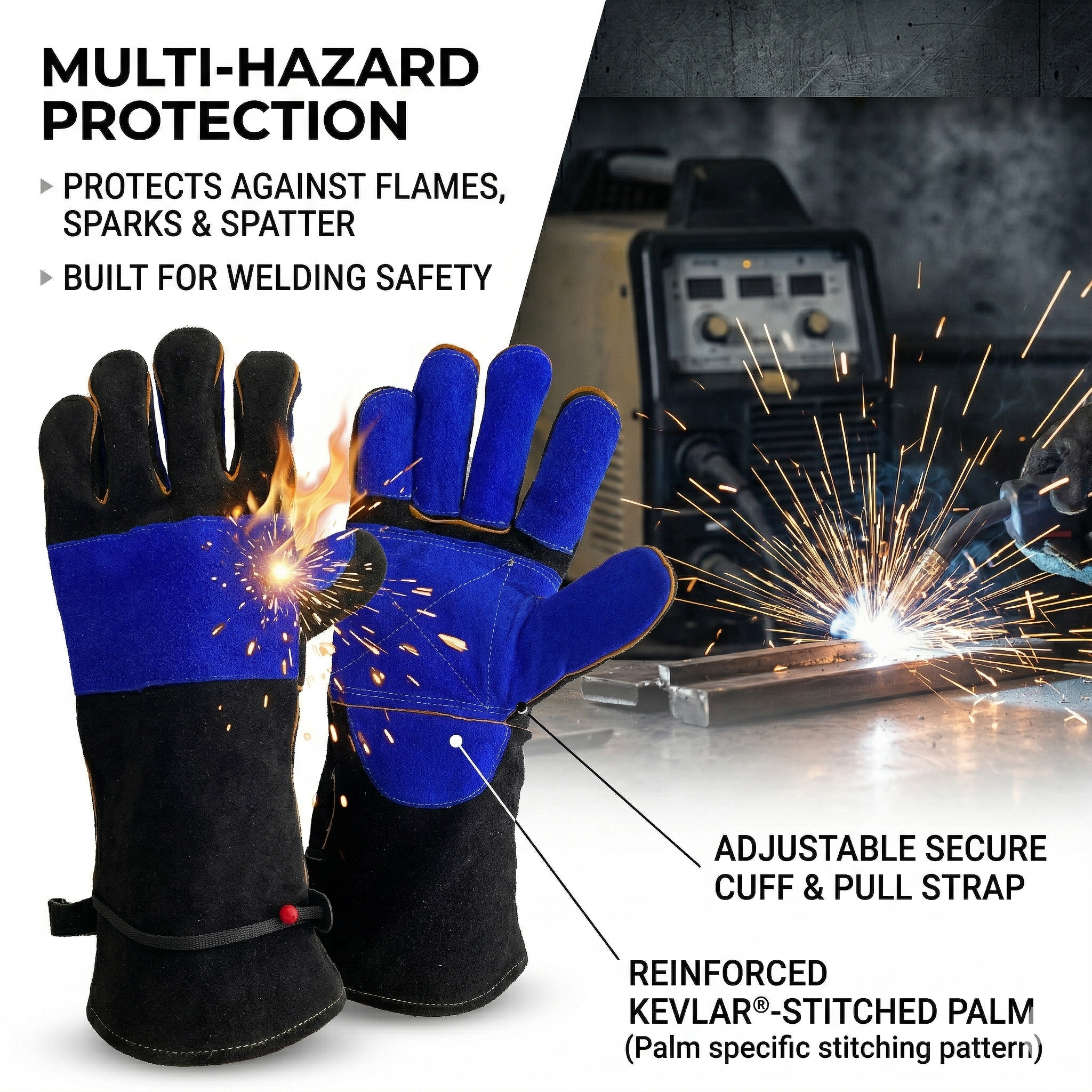 NL HOME 16-Inch Premium Leather Welding Gloves - 932°F Extreme Heat Resistant Gauntlets for TIG/MIG, Forge & BBQ - Image 11