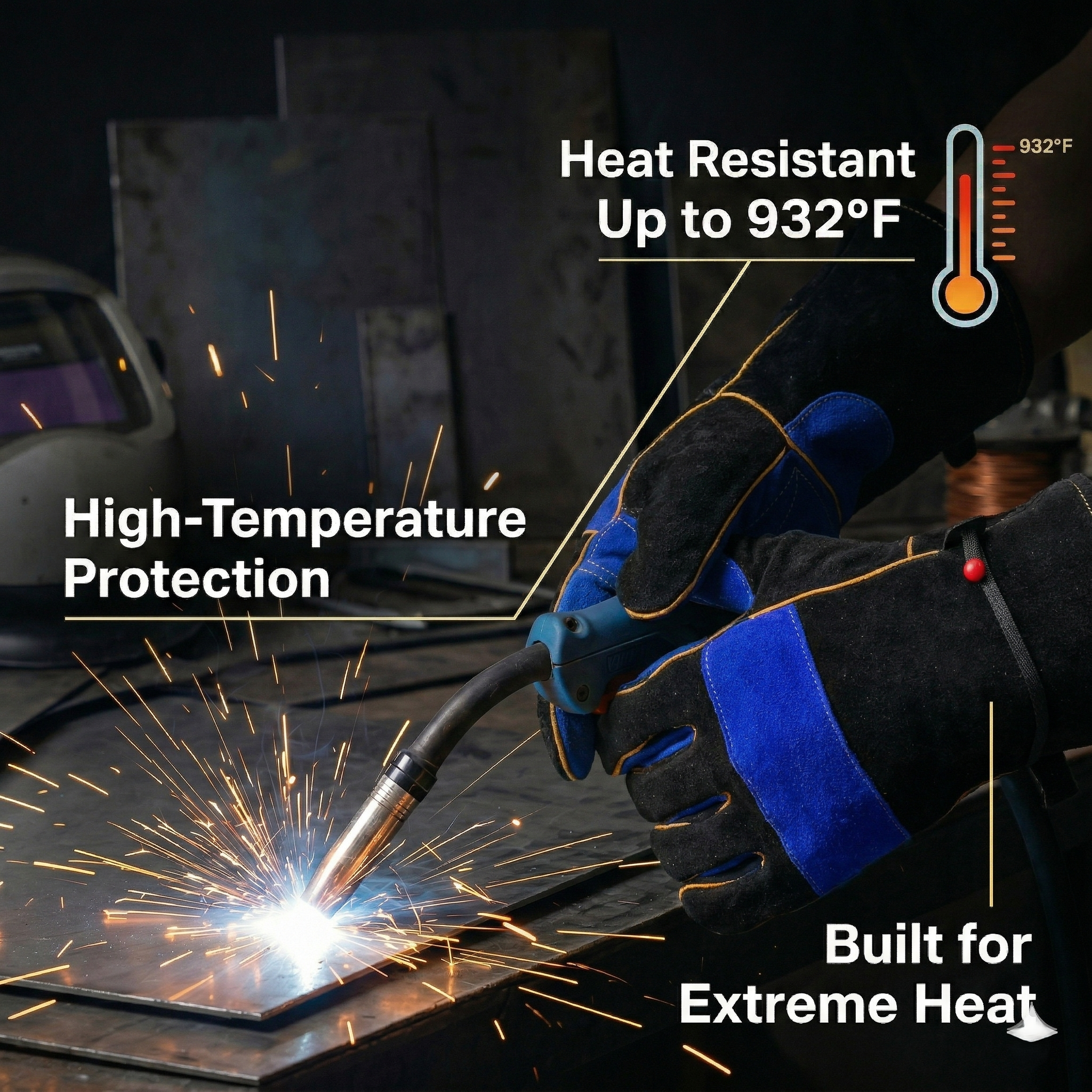 NL HOME 16-Inch Premium Leather Welding Gloves - 932°F Extreme Heat Resistant Gauntlets for TIG/MIG, Forge & BBQ - Image 9