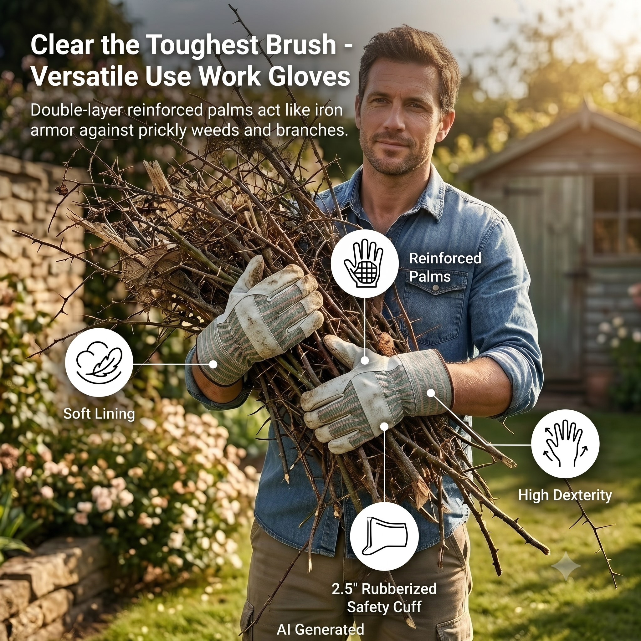 work glove for garden versatile use