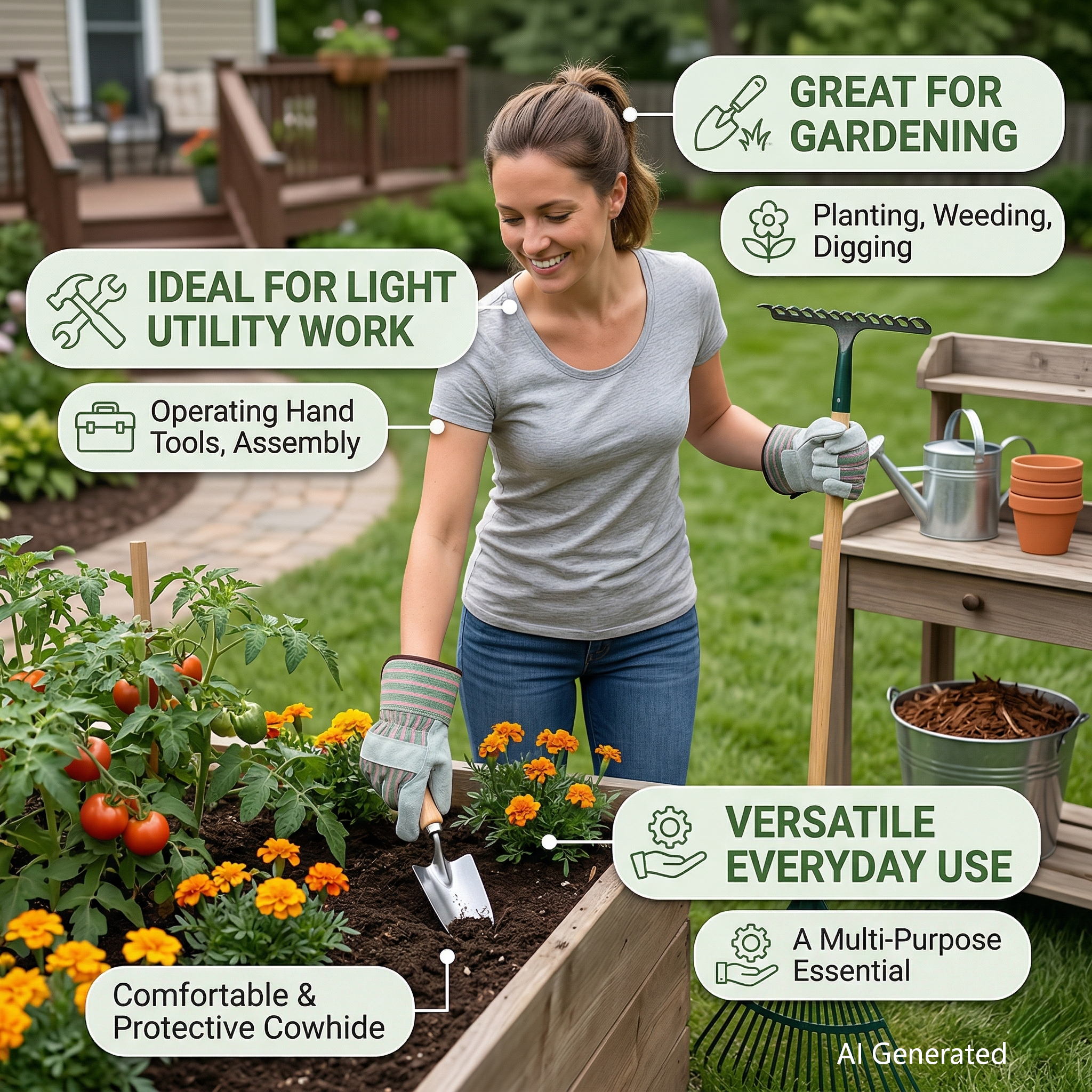 heavy duty leather work gloves for gardening